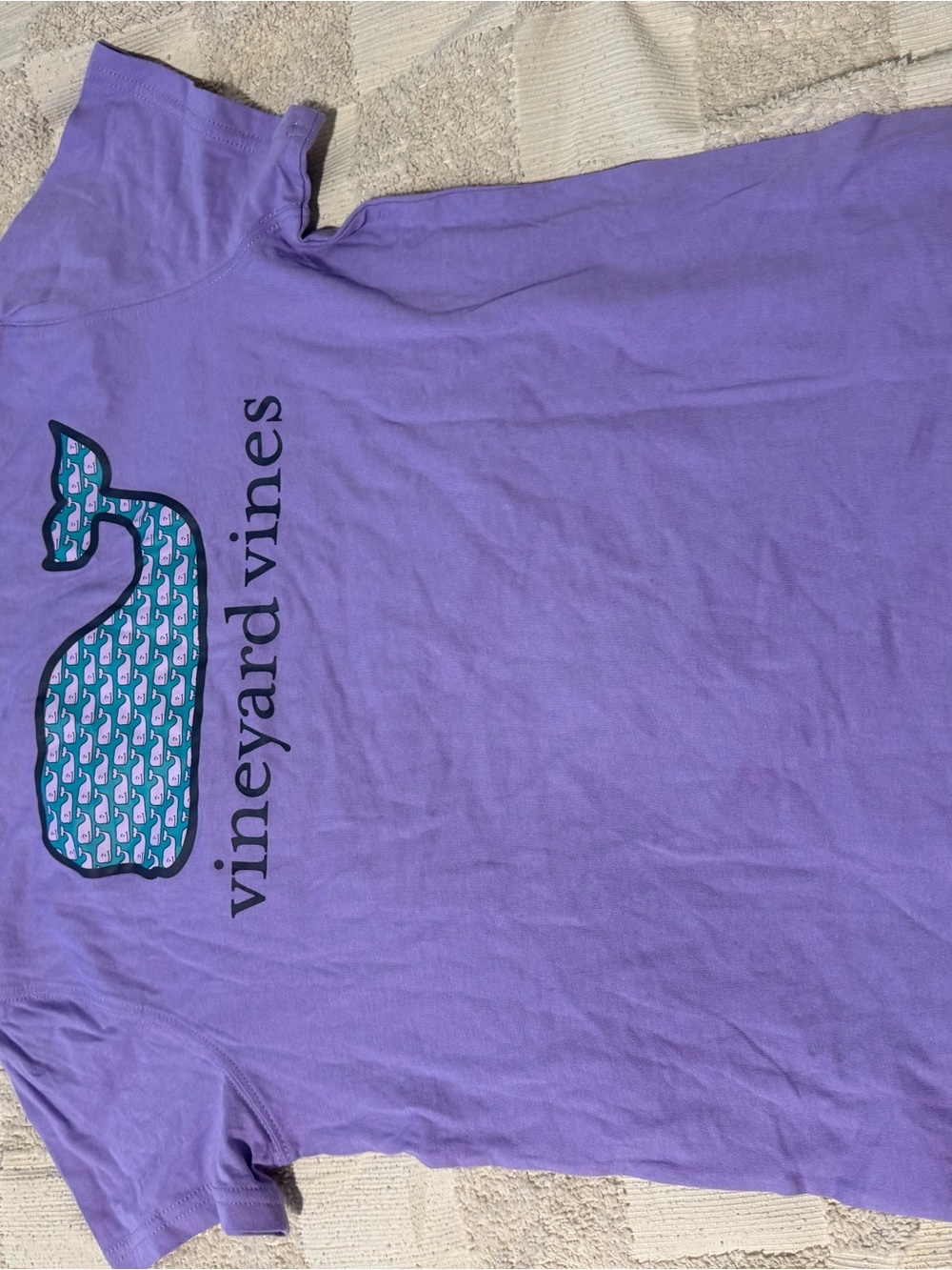 Vineyard Vines Lavender Tee with Teal Patterned Whale